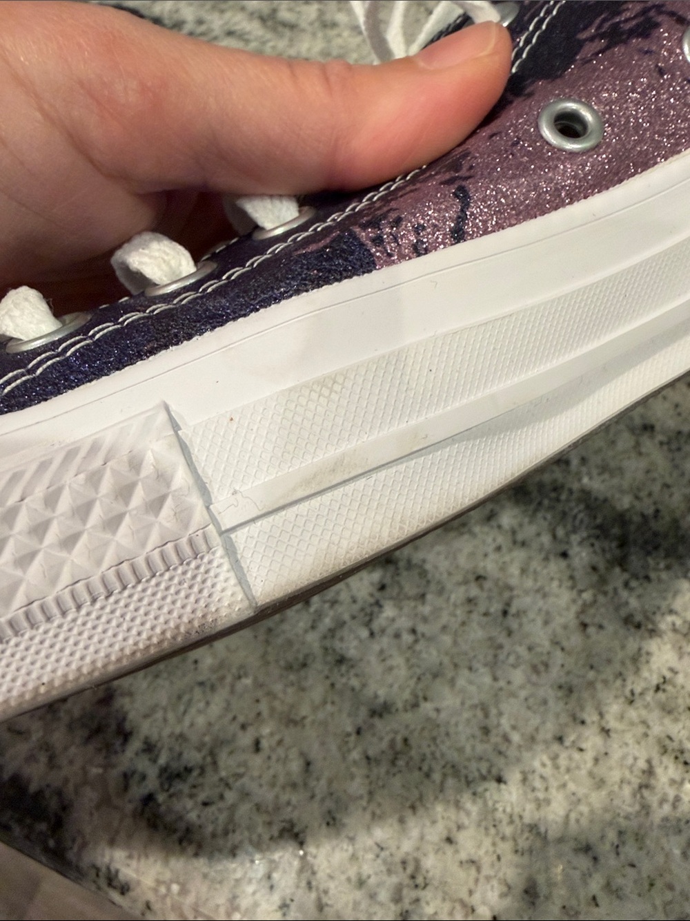 Converse Low-Top Sneakers in Navy/Purple with Silver Glitter Accent - Picture 13 of 16